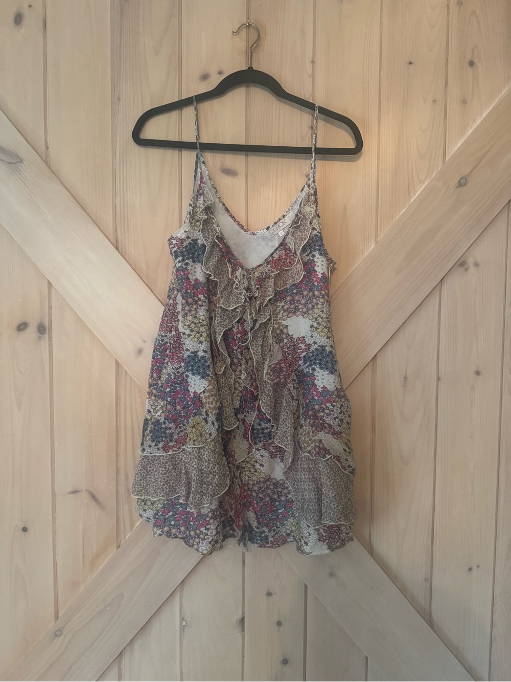 LaROK Ruffle Front Floral Patchwork Cami Tank Top Size M
